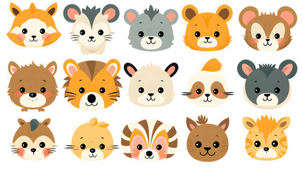 Professional collection of simple and cute animal portraits showcasing adorable baby faces