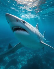 Fototapeta premium Shark in Blue Ocean Water