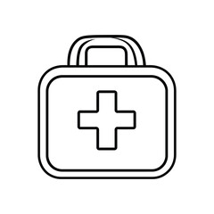Obraz premium Minimalist Black Outline of a First Aid Kit with Cross on Transparent Background