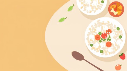 Food Festival Fried Rice Background: Stir - frying Smoky Aroma, Painting a Spicy Gastronomic Journey of the Interweaving of Culinary Revelry and Golden Grains