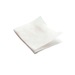 Single Folded White Facial Tissue or Cleansing Wipe on Black Background