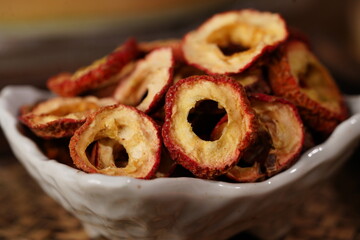 Dried hawthorn, seeds removed and cut into rings, a sweet street snack