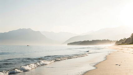 beach at sunset generative ai