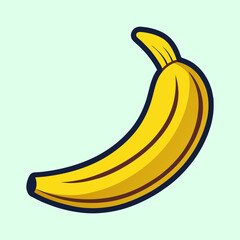 A Single Yellow Banana Fruit Illustration with a Cartoon Style