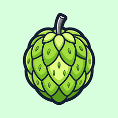 A Vibrant Illustration of a Single Hop Cone Perfect for Brewing Beer and Representing Freshness and Quality