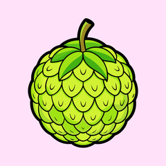 A vibrant illustration of a cherimoya fruit a tropical delicacy with a unique texture and sweet flavor
