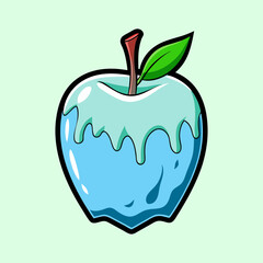 A Deliciously Dripping Blue Candy Apple Cartoon Illustration