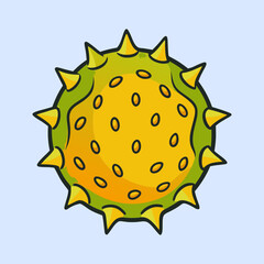 A Vibrant Illustration of a Spiky Yellow and Green Fruit or Seed Pod