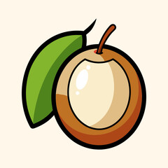 A Delicious and Refreshing Longan Fruit with Green Leaf