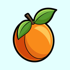 A Vibrant Illustration of a Ripe Apricot with Lush Green Leaves