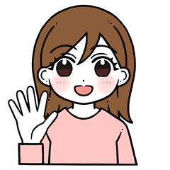 5を出す女性のイラスト