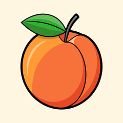 A Juicy Ripe Peach with a Green Leaf Illustration