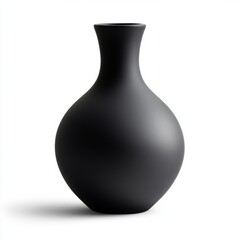 Simple black vase with a rounded body and narrow neck