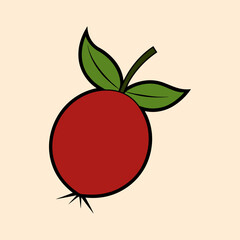 A Simple Cartoon Drawing of a Red Apple with Green Leaves