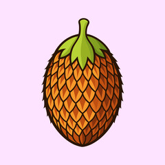 Vibrant Illustration of a Pineapplelike Fruit with Scaled Texture and Green Top