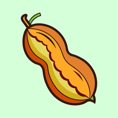A Vibrant Illustration of a Single Peanut in its Shell Showing the Nut Inside a Detailed and Colorful Cartoon Style