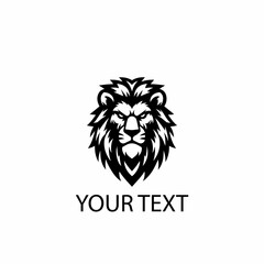 Lion Head Logo – Monochrome King of the Jungle Vector on Isolated White Background
