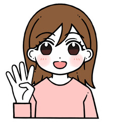 4を出す女性のイラスト