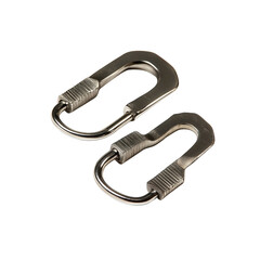 Two Metal Carabiner Clips, Close-up Studio Shot