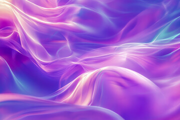Obraz premium Holographic pastel purple background with smooth, flowing waves and a dreamy, ethereal effect.