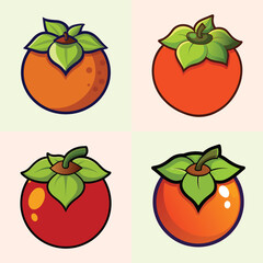 A Collection of Four Delightful Cartoon Persimmon Illustrations