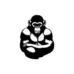 Monochrome depiction showcasing the unique characteristics of a primate