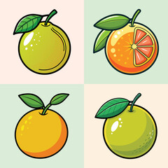 A Delightful Collection of Citrus Fruits Oranges and Limes Illustrated in Vibrant Colors