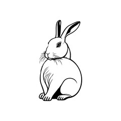 Elegant monochromatic depiction of a rabbit with poised and attentive posture