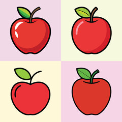 Four Red Apples Cartoon Illustration Graphic Design