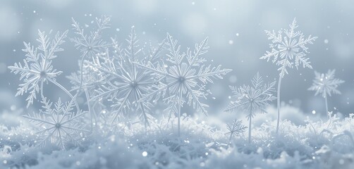 Sparkling Snowflakes on White Ground