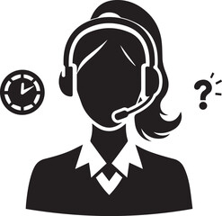 customer service woman head vector illustration white background
