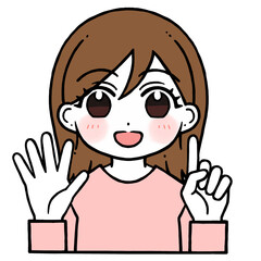 6を出す女性のイラスト