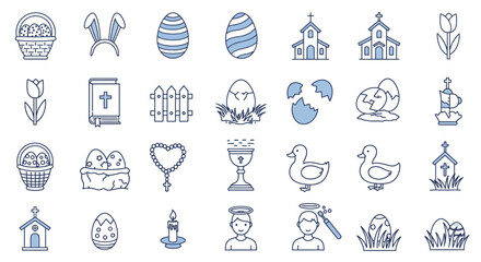 Easter and Religious Icons Basket Bunny Ears Bible Rosary Church Candle