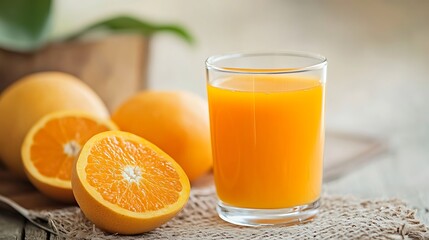 Refreshing Orange Juice: A Glass of Sunshine on Rustic Wooden Table