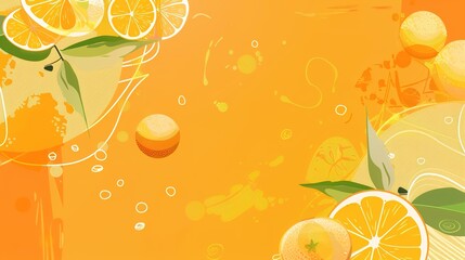 Food Festival Orange Background: Soaked in Fiery Warmth, Spreading a Carnival Scroll of the Blending of Orange Waves and Gastronomic Delights