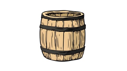 Hand-drawn illustration of a wooden barrel.