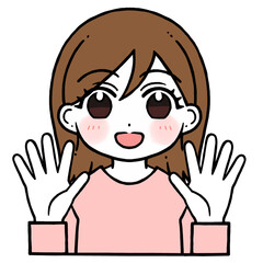 10を出す女性のイラスト