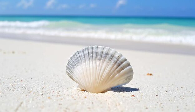 Sea shell at the summer beach shore