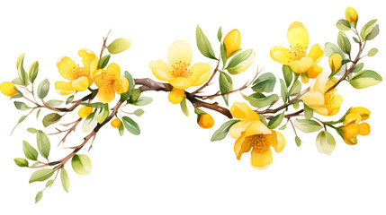 Vibrant Summer Yellow Blooming Branch for Floral Designs and Backgrounds
