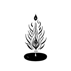 Stylized candle flame illustration evoking warmth and illumination symbol