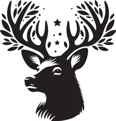 Fototapeta premium deer head vector art illustration white background