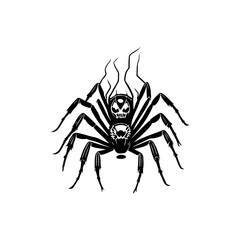 Monochrome arachnid artwork with skull motif, a unique and gothic design