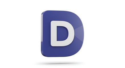 Deep Indigo 'D': 3D Render with Subtle Shadow and Glossy Texture AI Generated