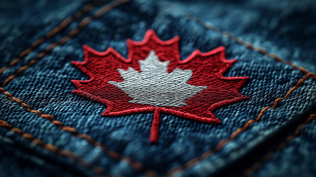 Canada Day Maple Leaf Patch on Denim – Symbol of Canadian Identity and Heritage