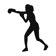 Female boxer black logo silhouette