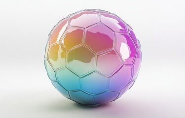 Fototapeta premium Multicolored, glossy soccer ball, gradient hues