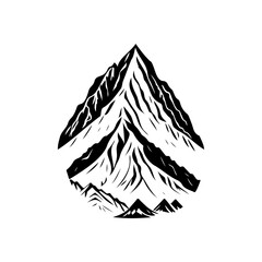Stylized mountain range emblem showcasing a bold monochromatic design feature