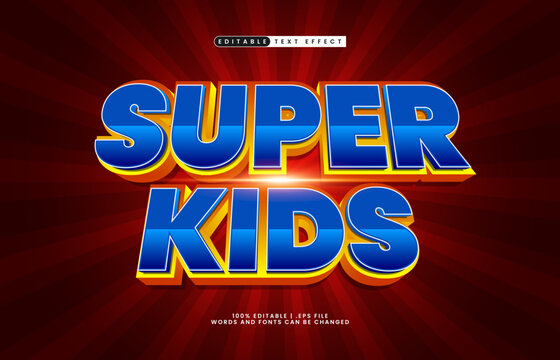 Fototapeta super kids editable text effect with a hero and power text effect