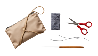 Sharp scissors and versatile bag, essential tools for everyday tasks creative projects