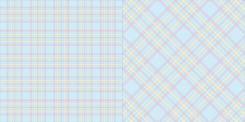 Seamless plaid tartan pattern in straight and diagonal layouts. Classic checkered fabric design for textile, fashion and digital use 